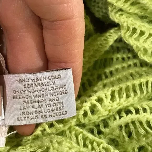 Chico’s lime color open knit sweater - Picture 9 of 12
